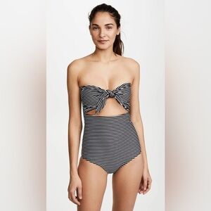 Mikoh L56358 Womens Black White Striped Lana One Piece Swimsuit Size Medium